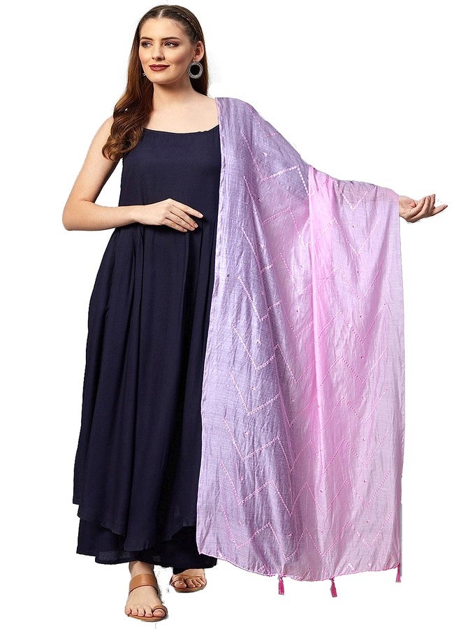 Chandrakala Cotton Dupatta for Women, Shawl Scarf Wrap Chunni,Baby Pink (D254BAB) - Image 1